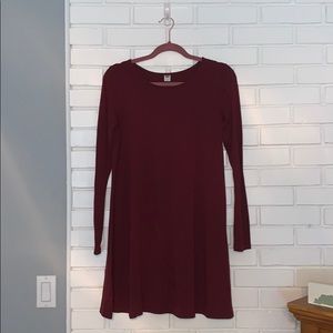 Maroon Long Sleeve Dress